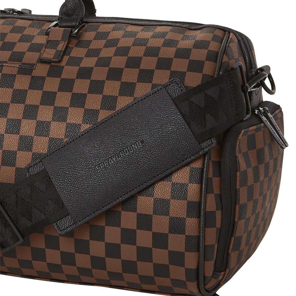 Sprayground Pink Drip Brown Check Duffle
